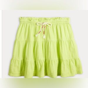 SO Lime Green Tiered Mini Skirt with Tie Front